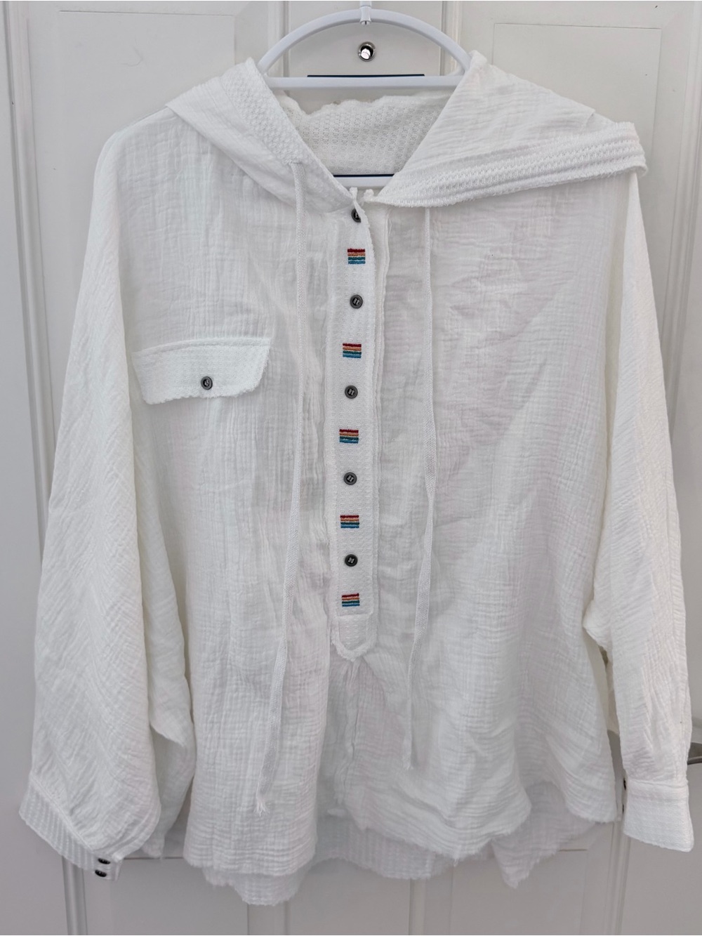 POL Waiting For You Hoodie Top S | NWT Gauze White